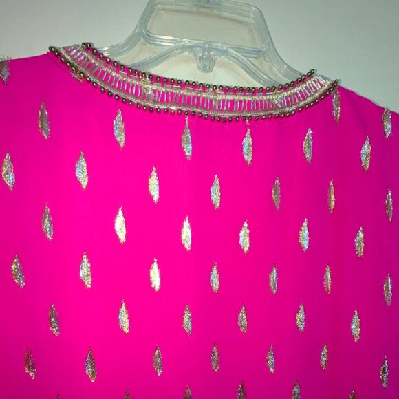 NWOT Lilly Pulitzer Amory Silk Dress in Raz Berry Diamond Metallic Clip - Picture 8 of 10